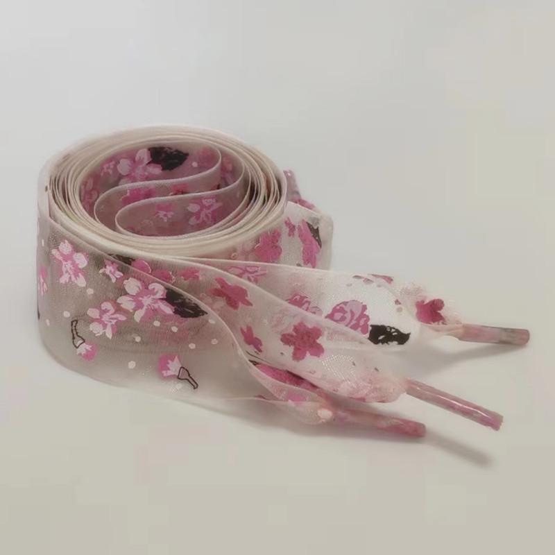 Mooie Print Bloemen Chiffon Schoenveters Heren Dames Strik Organza Schoenveters Trend Persoonlijkheid Sport Casual Schoenen Veters 120cm