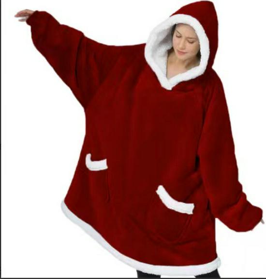Cozy Hooded TV Blanket Pullover: Fleece Pajama Robe for Outdoor Cold Protection