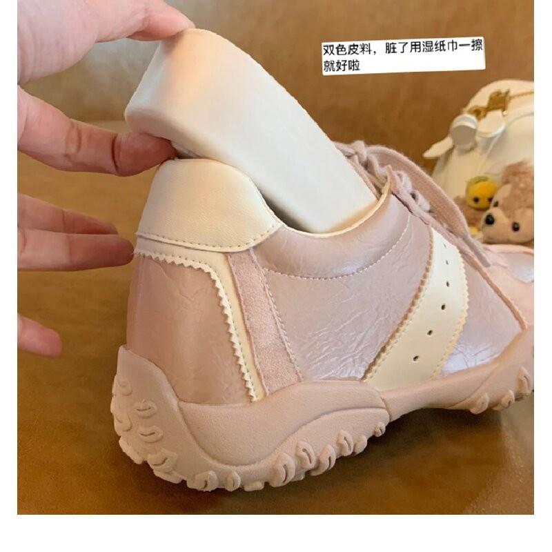 Genuine leather~ 7cm inner height increase, small man thick-soled silver German training shoes, women's 2025 autumn new leisure sports Forrest Gump