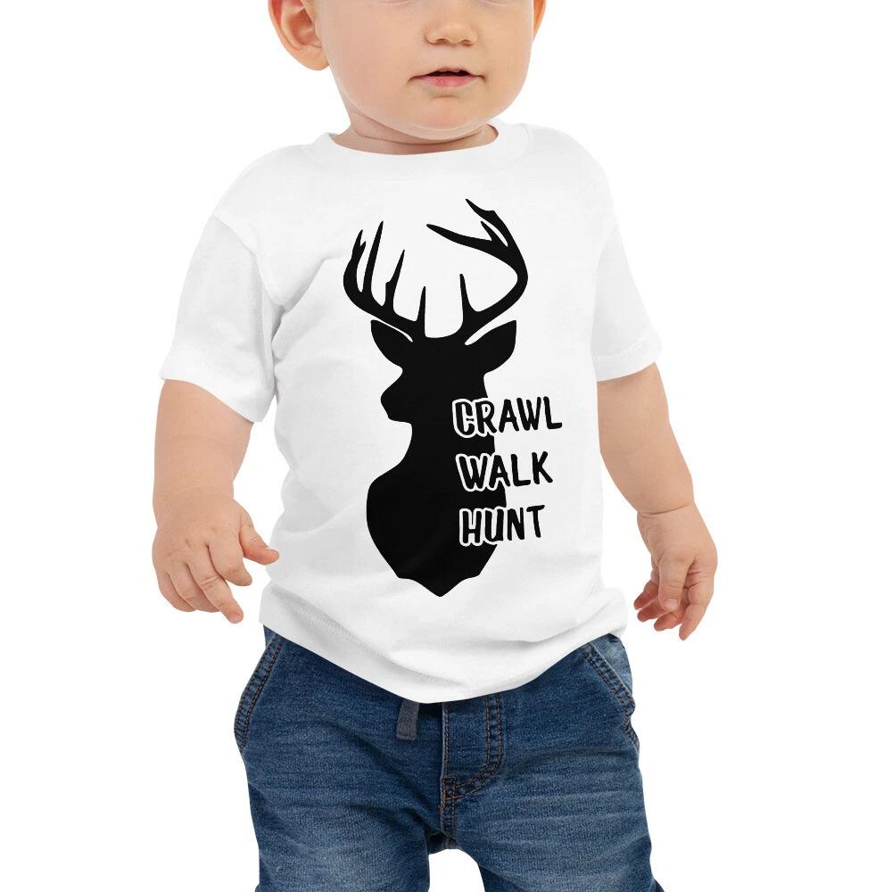 Funny Hunting Baby Infant Boy Girl Tee Outfit Clothing, Crawl Walk Hunt T-Shirt M