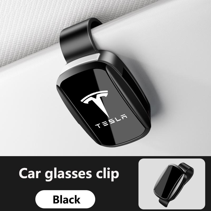 

Car Sun Visor Glasses Clip One-hand Pressing switch Eyeglasses Holder for Tesla model 3 model y Model S Model X Black and white чёрный