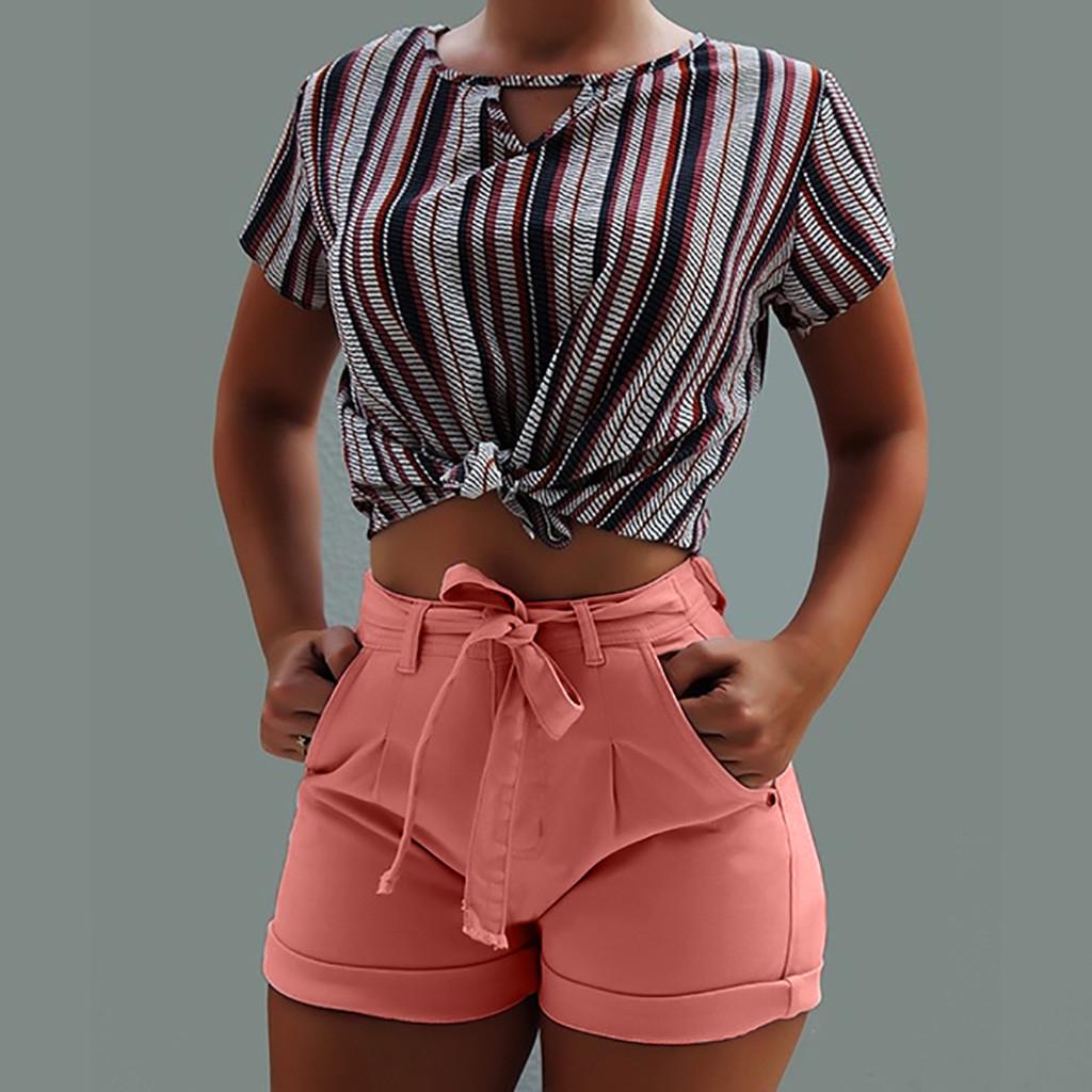  Neu Frauen Sommer Kurze Jeans Denim Weibliche Taschen Waschen Denim