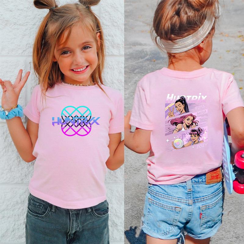 Kpop Hunter Girls' Korean Printed Short Sleeve Medium to Small Kids' T-Shirt
