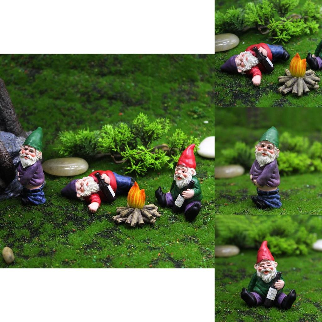 Set Of 4pcs Miniature Naughty Gnome Statues For Whimsical Garden Decor And Fun