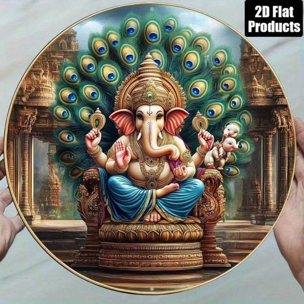 Metal Wall Art Ganesh 8x8 Inch Aluminum Poster for Living Room