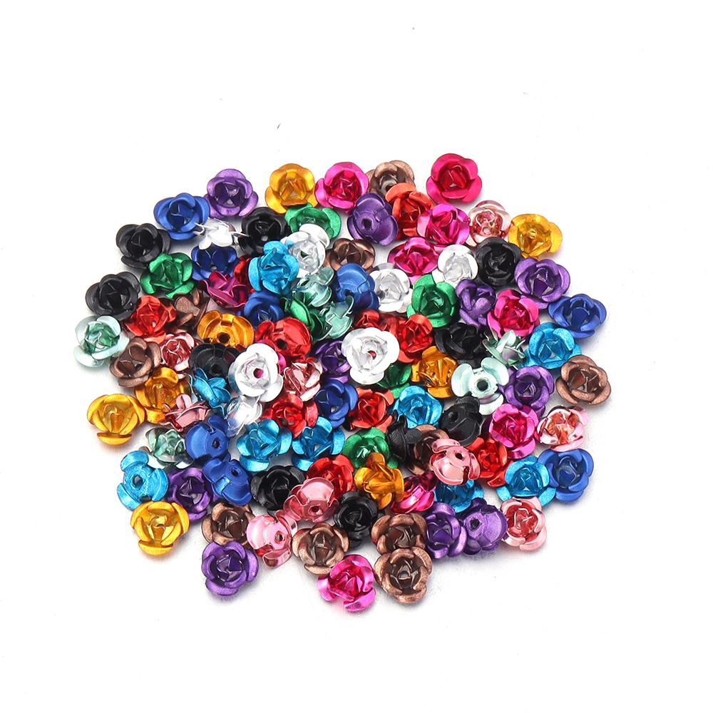 50/100pcs Aluminum Rose Flower Metal Mixed Color Flowers For Wedding Party DIY Jewelry Making Crafts Earring Headwear Decoration