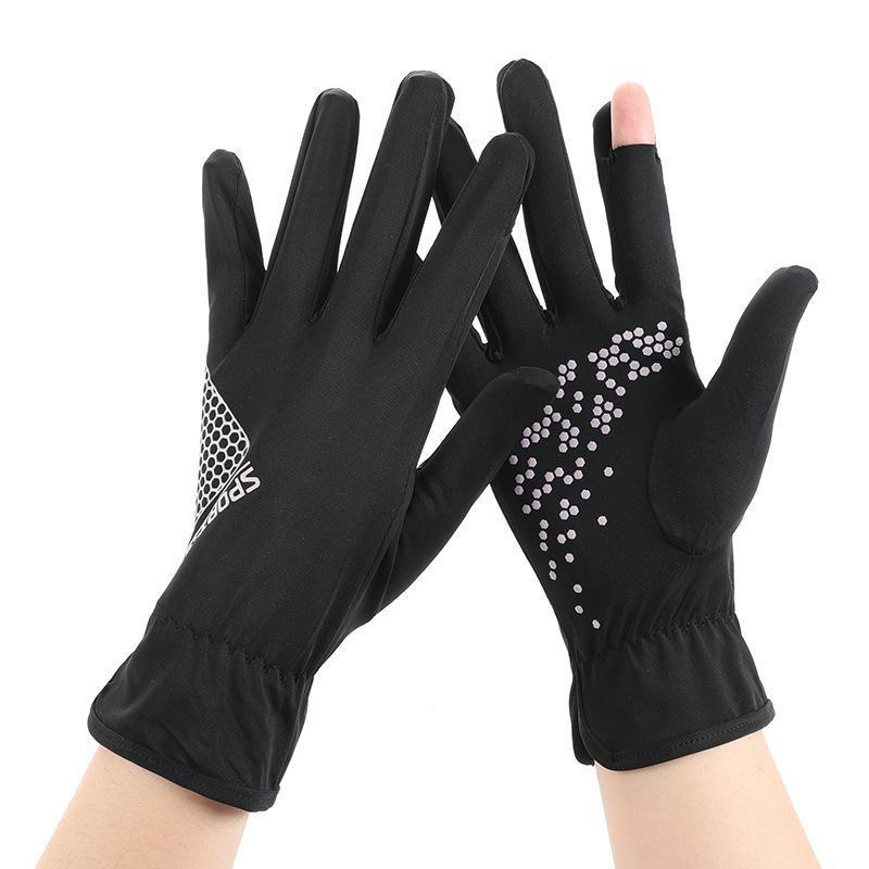 

Sunscreen men and women UV protection driving thin ice silk dew finger non-slip outdoor cycling summer One size fits all чорний