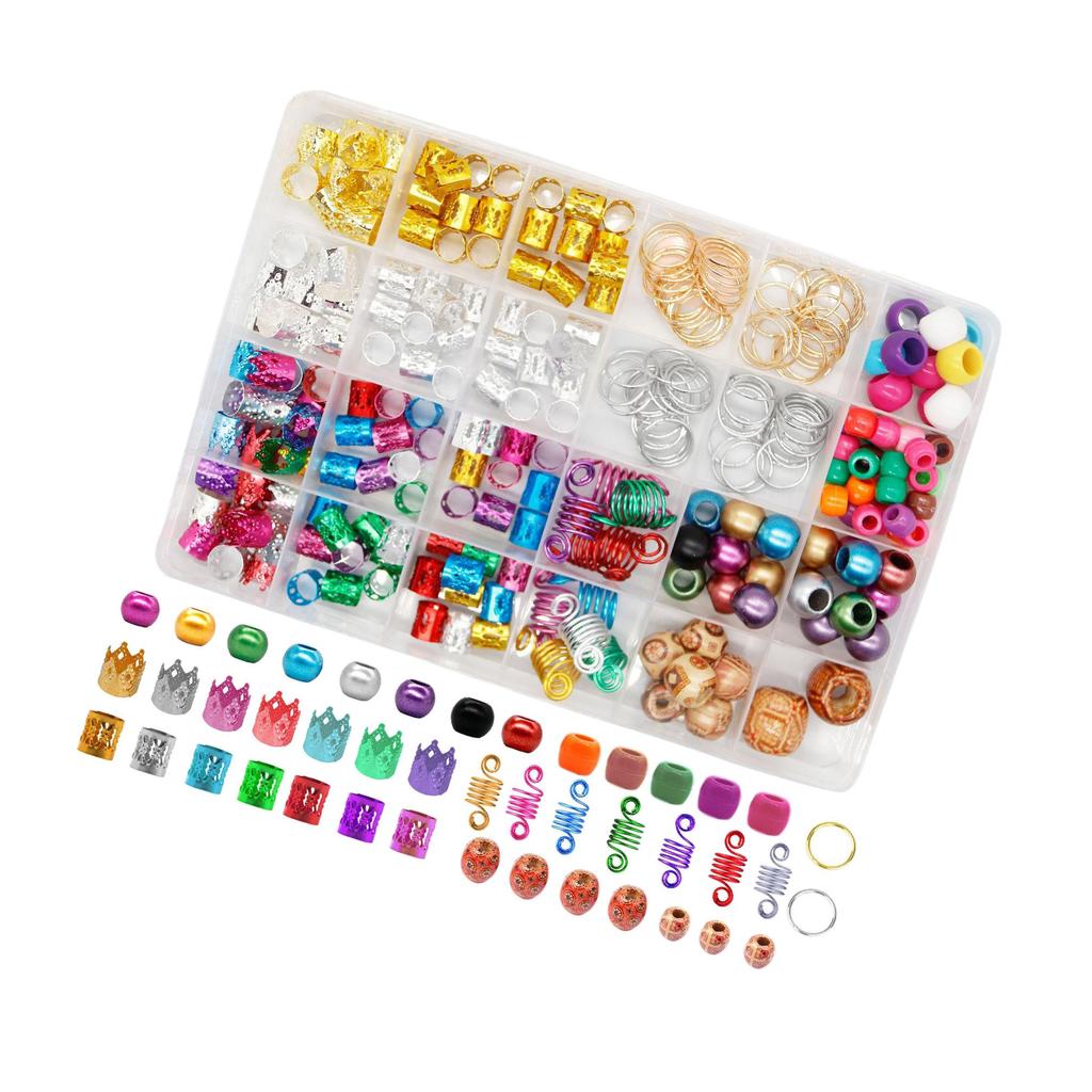 238Pcs Decorative Dreadlock Braid Cuffs Beads Rings Hair Accessories