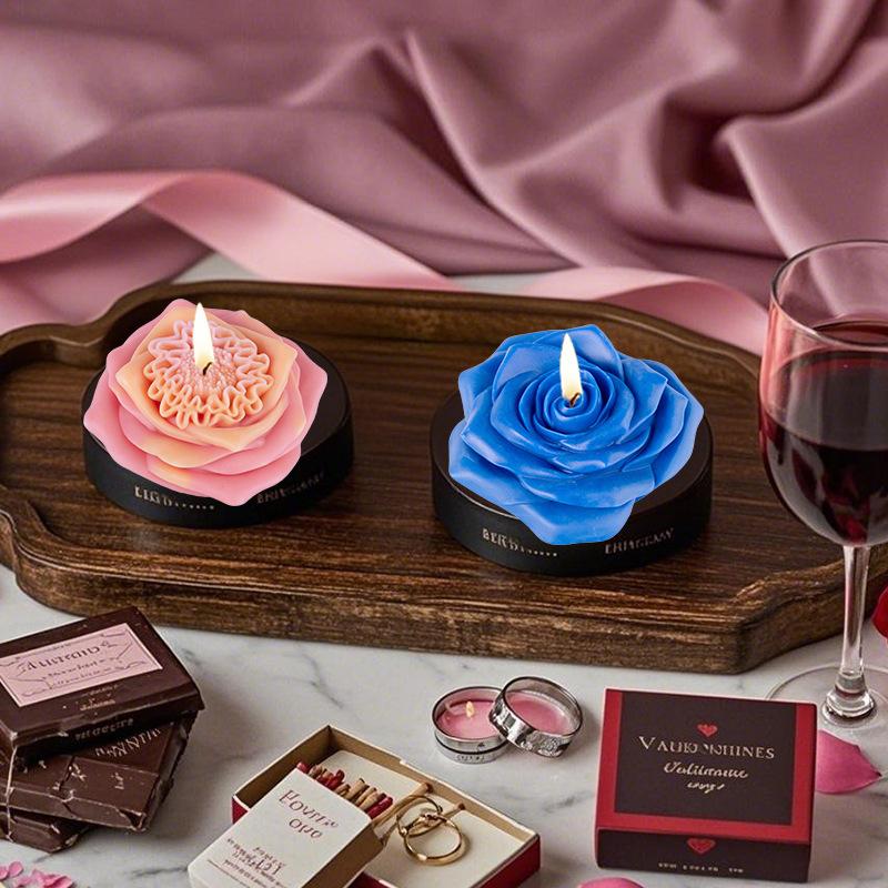 Flower Candle Silicone Mold DIY Realistic Blooming Lotus Rose Beautiful Silicone Mold Warm Home Decoration
