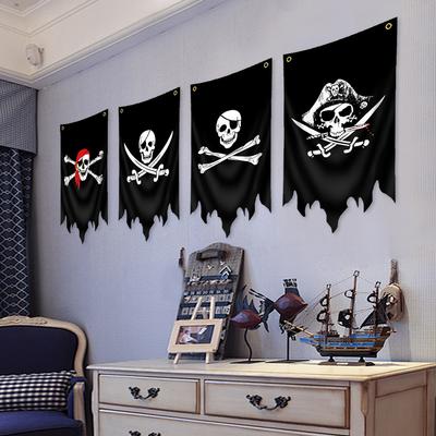 30X50CM Jolly Roger Pirat Schwarz Blackjack Flagge Polyester Bedrucktes Banner Wandteppich Jack Rackham Totenkopf Knochen Flaggen Halloween Deko