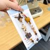 Vintage Brown Leopard Print KItty Cat Square Beaded Mobile Phone Case Chain Accessories Ccd Camera Lanyard Anti-lost Portable Rope