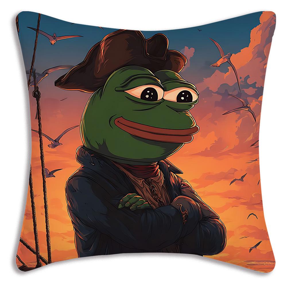 Cartoons fun Sad P-Pepe frog Pillow Covers Cartoon Sofa Decorative Home Double-sided Printing Short Plush Cute Cushion Cover