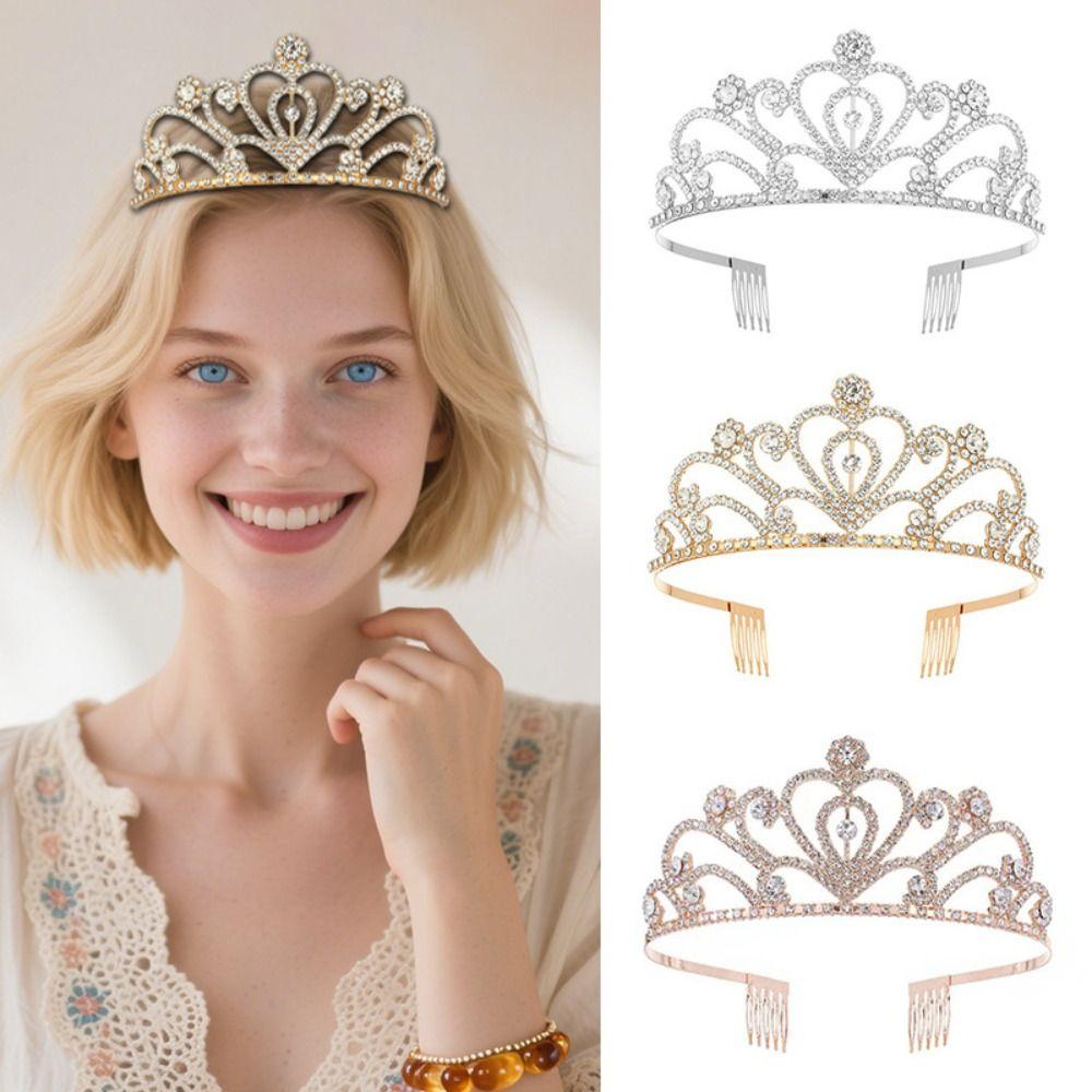 Crystal King Crown Alloy Queen Crown Headpiece Luxurious Birthday Tiara  Birthday Celebration
