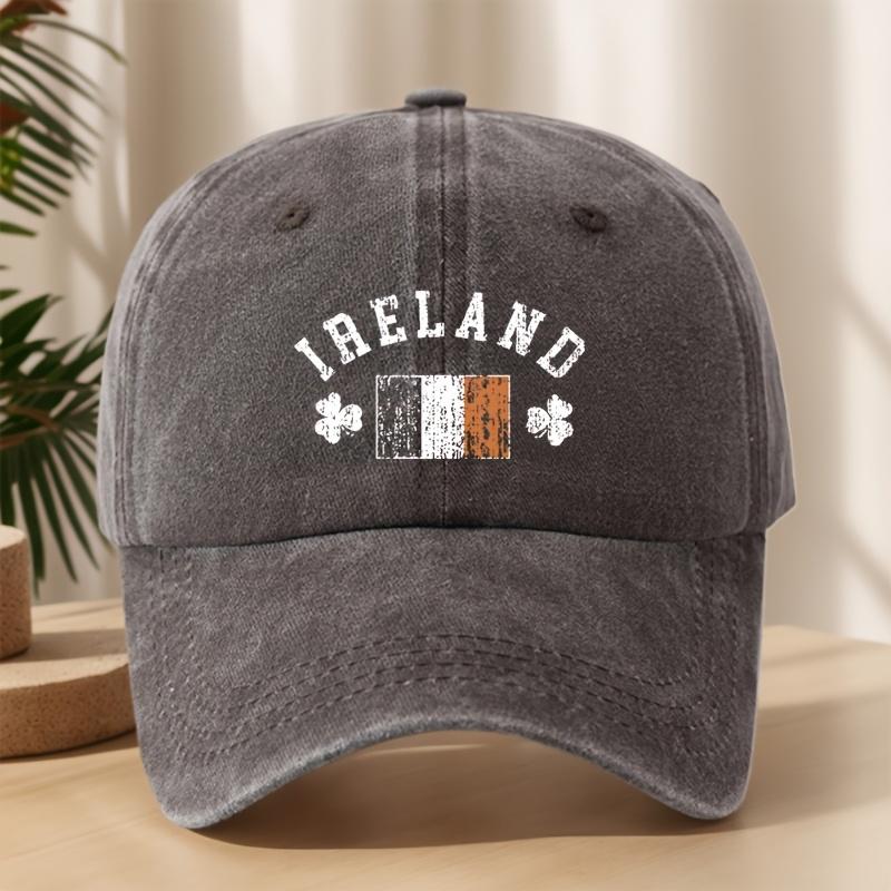 Irish Flag Print Baseball Cap Classic Washed Vintage Style Outdoor Leisure Vacation Sports Sun Hat