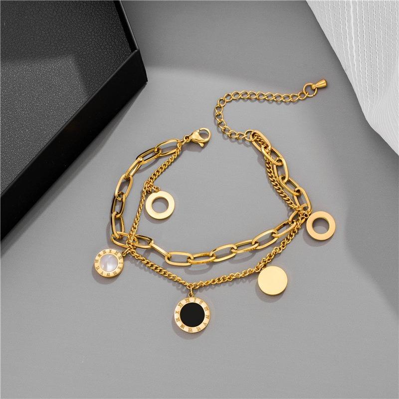 18K Gold Plated Black Onyx Gemstone Bracelet, Dainty Rectangle Zircon Station Link Bracelet for Women, Vintage Jewelry
