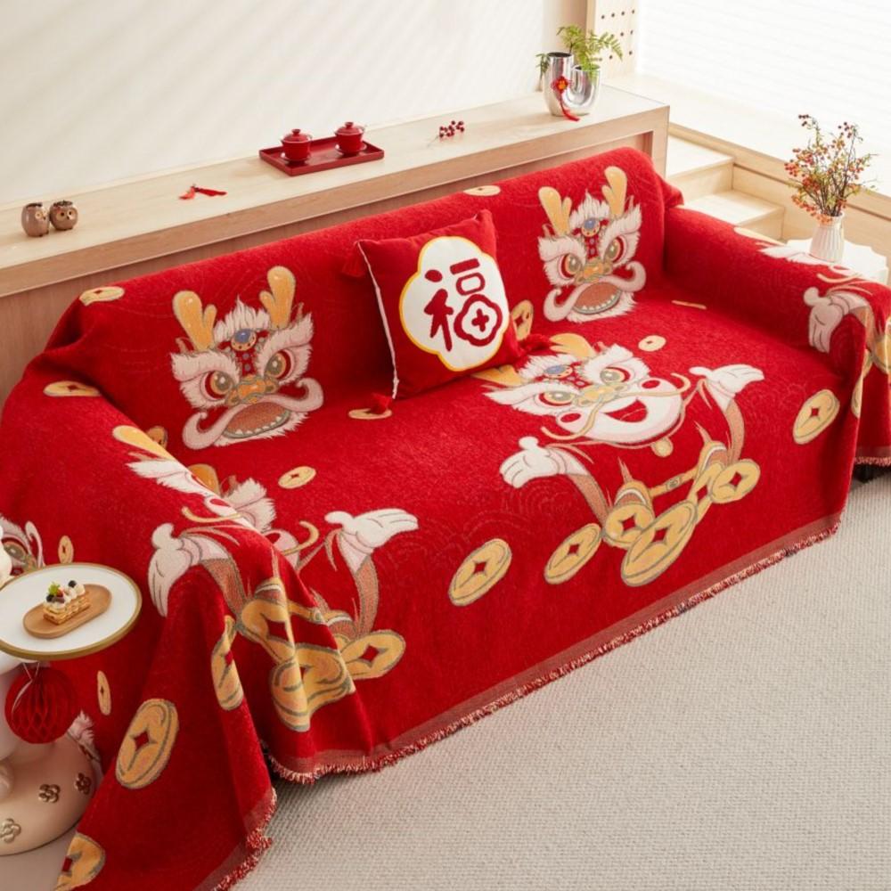 Chinese Style Wedding Sofa Cover for Living Room Sofa Mat Non-Slip Couch Slipcover Towel Protector Decor Cloth Sofa Sofa Cushion