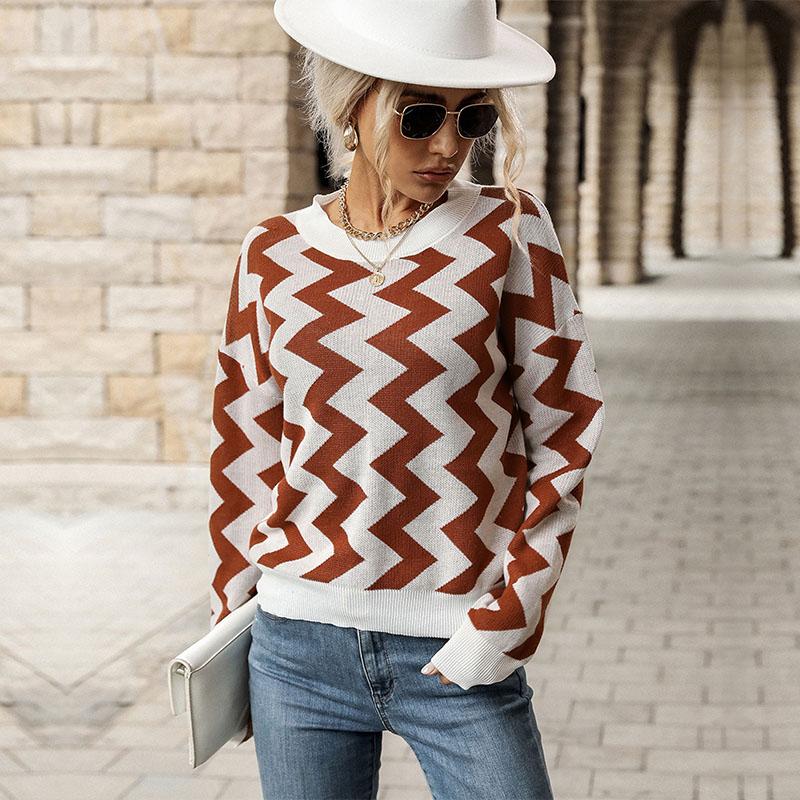 YYFS Dámská móda Ležérní podzimní zima volné svetry s dlouhým rukávem do O s výstřihem