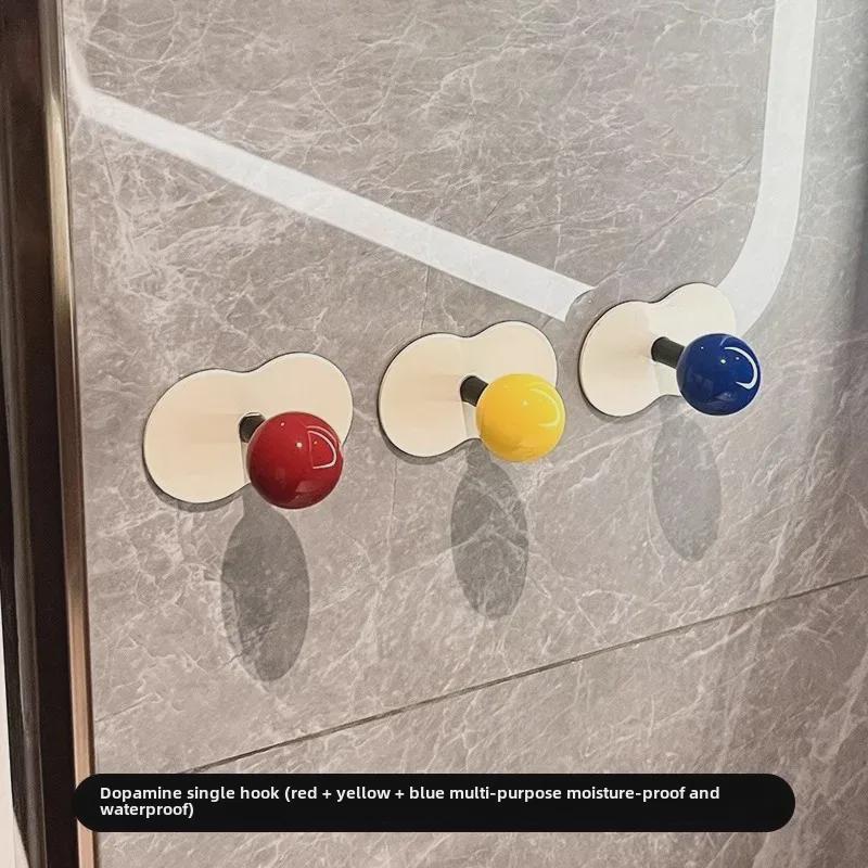 Punch-Free Adhesive Bathroom Towel Hook - Strong, Wall-Mounted, Creative Storage Solution