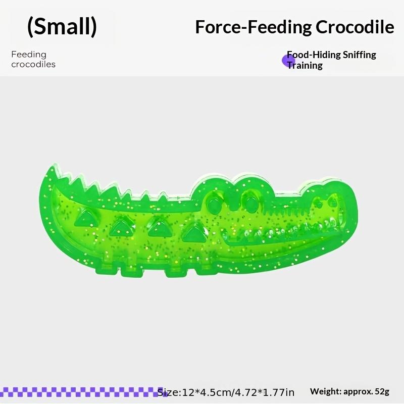 Crocodile Shape Freezable Dog Chew Toy Treat Dispensing Slow Feeder Rubber Teeth Cleaning Interactive Puppy Puzzle Dispensing