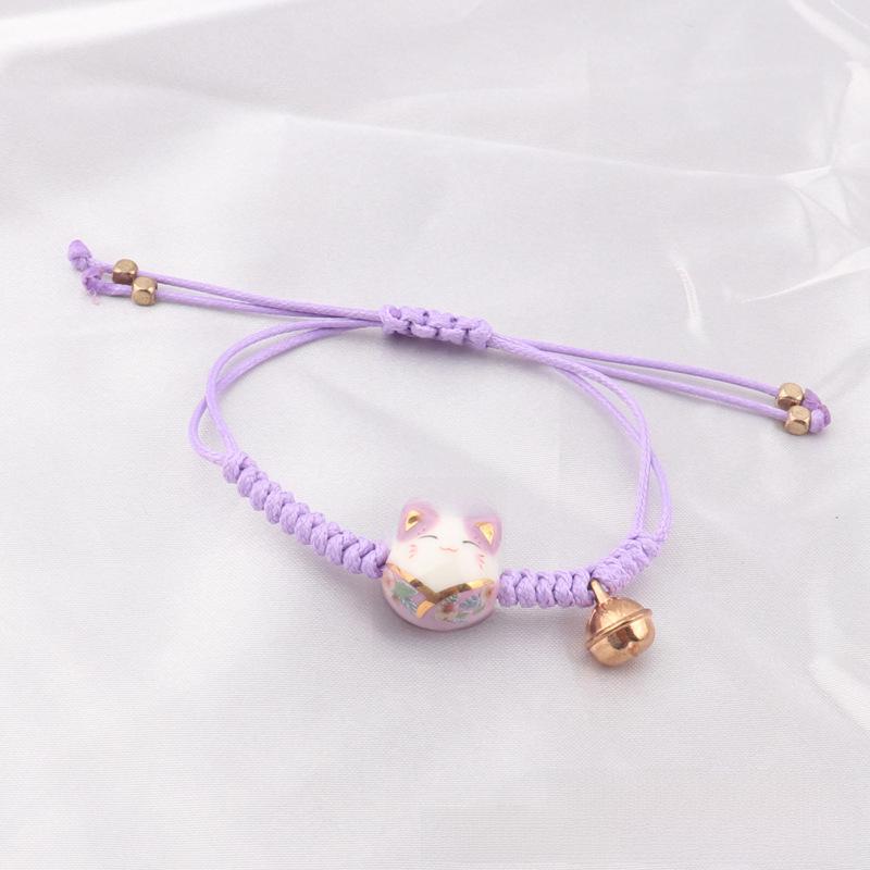Lucky Cat Candy Color Braided Bracelet for Women