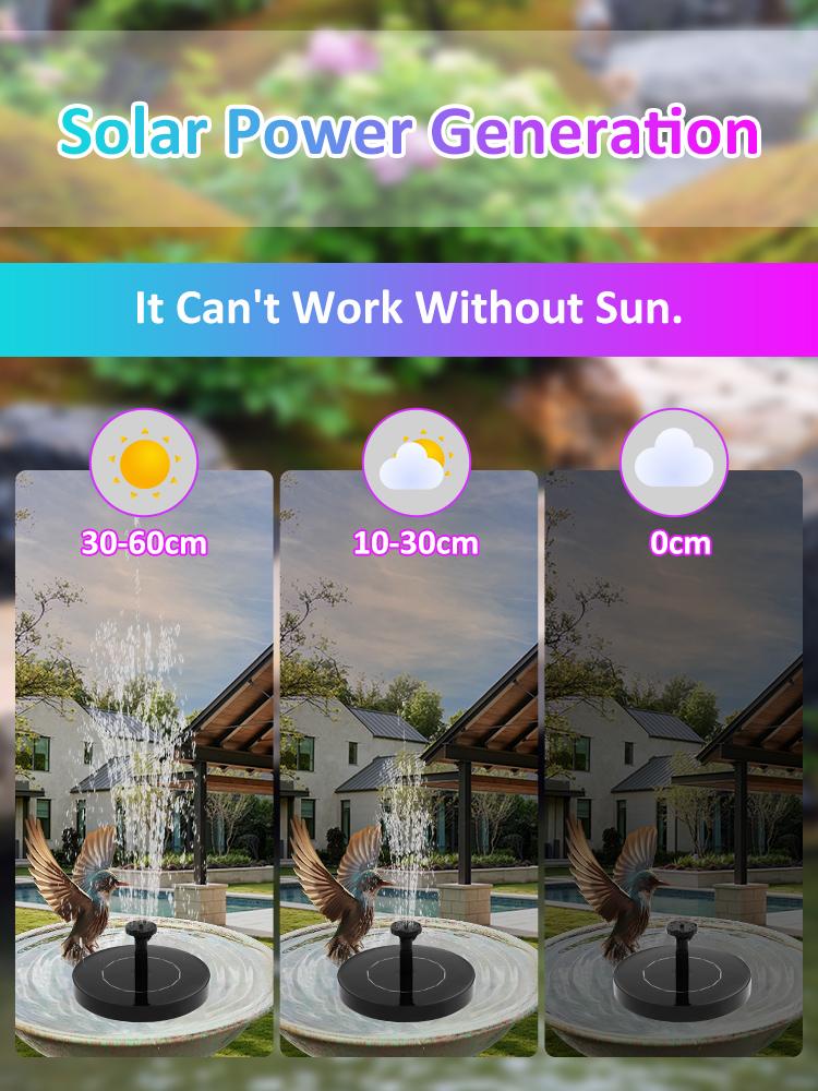 13/18cm Solar Fountain Pump Floating Solar Panel Bird Baths Water Fountain with 6 Nozzles For Garden Water Pool Pond Decor