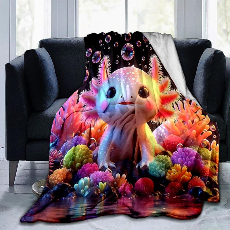 1 szt. Axolotl Koc Bąbelkowy Miękki Koc do Dekoracji Pokoju, Idealny Prezent, Salon, Podróż, Kemping, Kocy do Samochodu, Plaża
