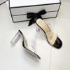 Women's Chunky Heel Summer Slippers: Transparent One-Strap, Crystal High Heel, Half-Slippers for Outdoor Wear