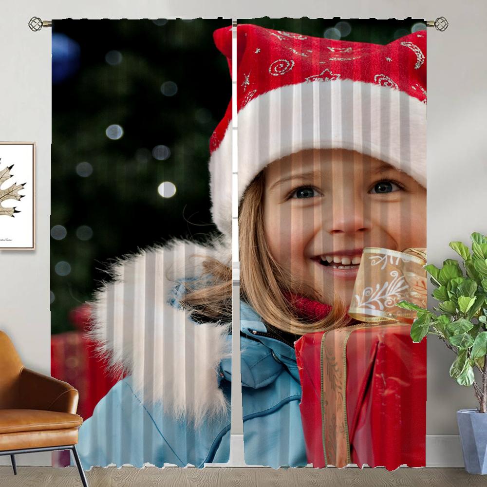 

Christmas Curtains for Living Room Curtain Partition Home Interior Curtains 2 Pieces Shades Tulle for Bedroom Kitchen Blackout W50xH70cmx2pcs-CL