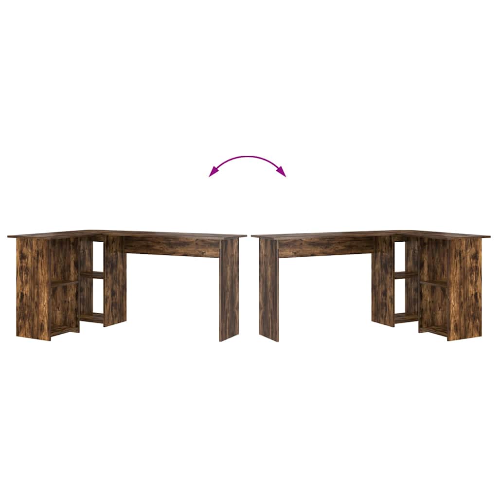 Desk Smoked Oak 142 x 102 x 73 cm Engineered Wood
