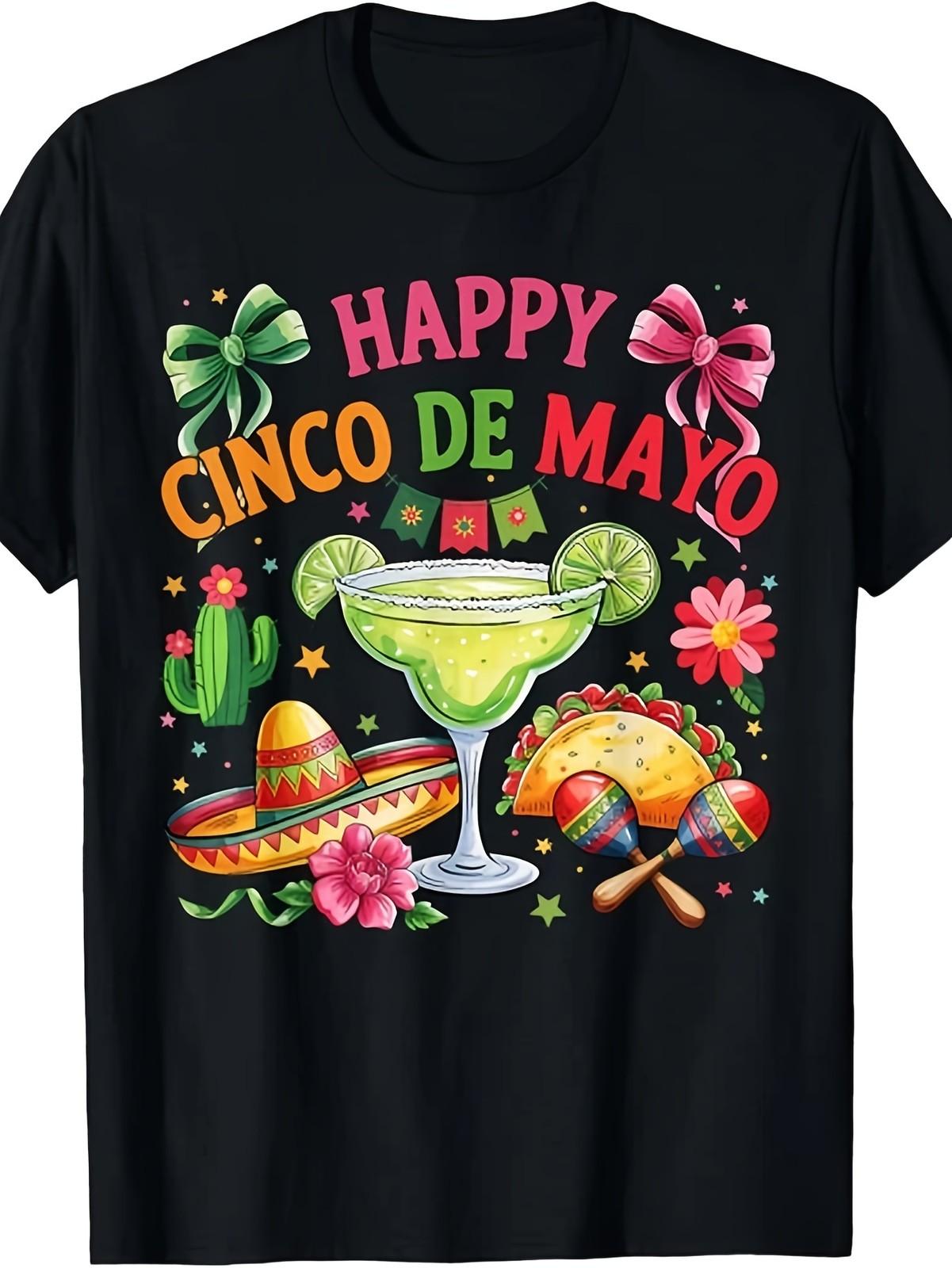 Happy Cinco De Mayo T-Shirt | Festive Margarita and Taco Graphic Tee XXXL