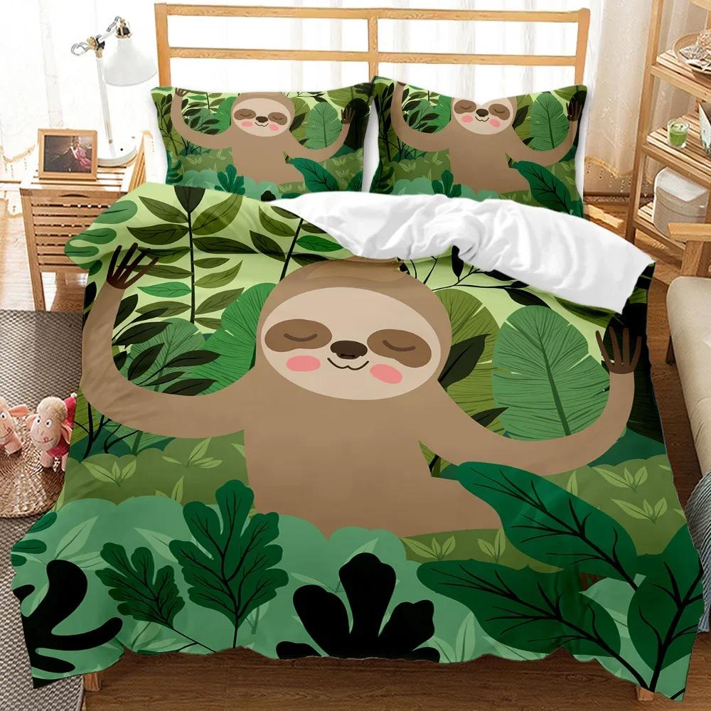 Sloth Duvet Cover Set Cartoon Space Sloth Bedding Set Sloth Animal Comforter Cover Double Queen King Size Polyester Quilt Cover
