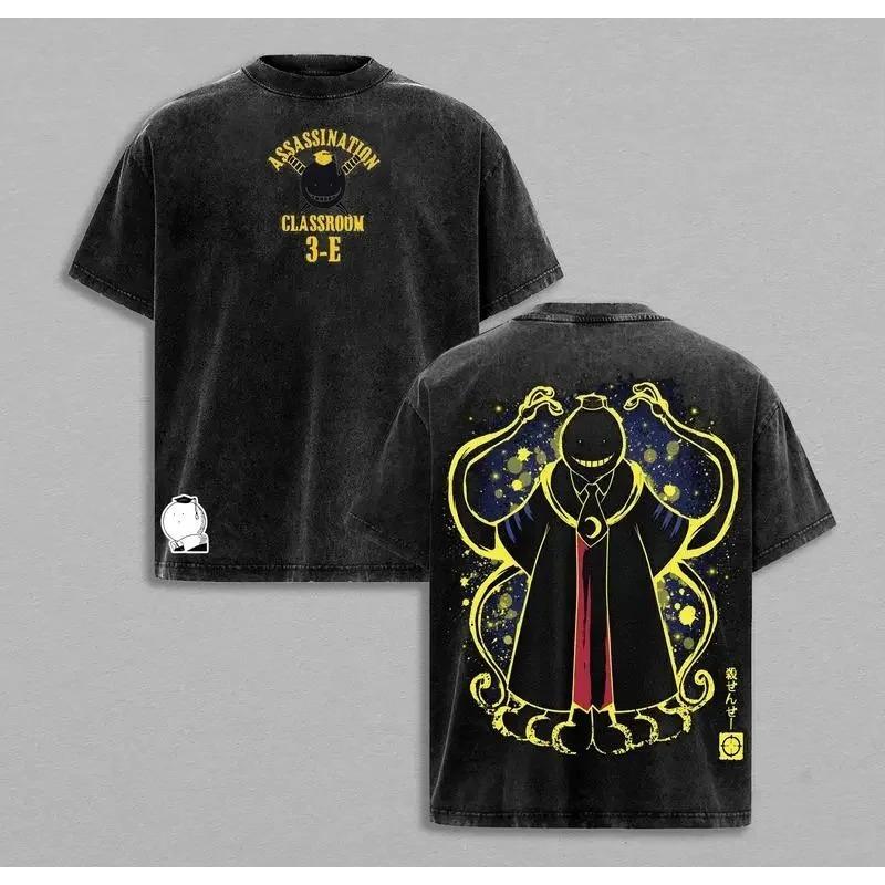 

Assassination Classroom Korosensei Graphic T-shirt Manga Print Vintage Washed Oversized T Shirt Men Women Clothing Cotton Tops XXL чорний