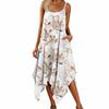 Women's Summer Casual Print Round Neck Adjustable Suspender Dress With Pockets