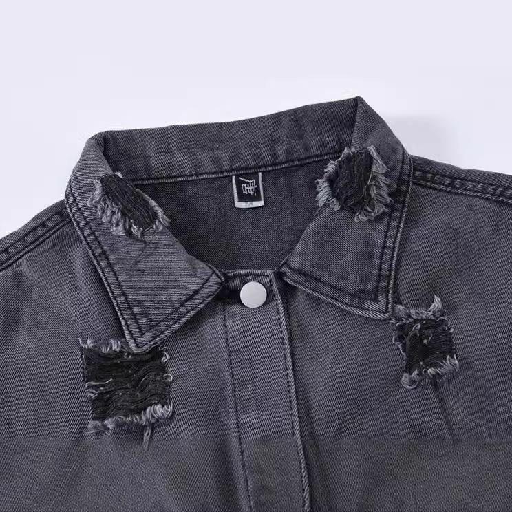 Large Size Denim Vest for Women Mid-length Spring and Autumn Korean Style Loose Retro Casual Vest with Holes Sleeveless Waistcoat