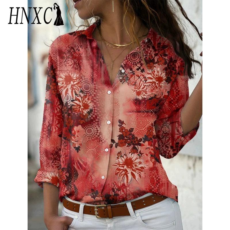 HNXC 38 Color Women's Fashion Casual Long Sleeve POLO Neck Blouses & Shirts