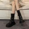 Boots Women's 2025 Autumn and Winter New Two Wear Fold But Knee High Martin Boots British Skinny Motorcycle Boots