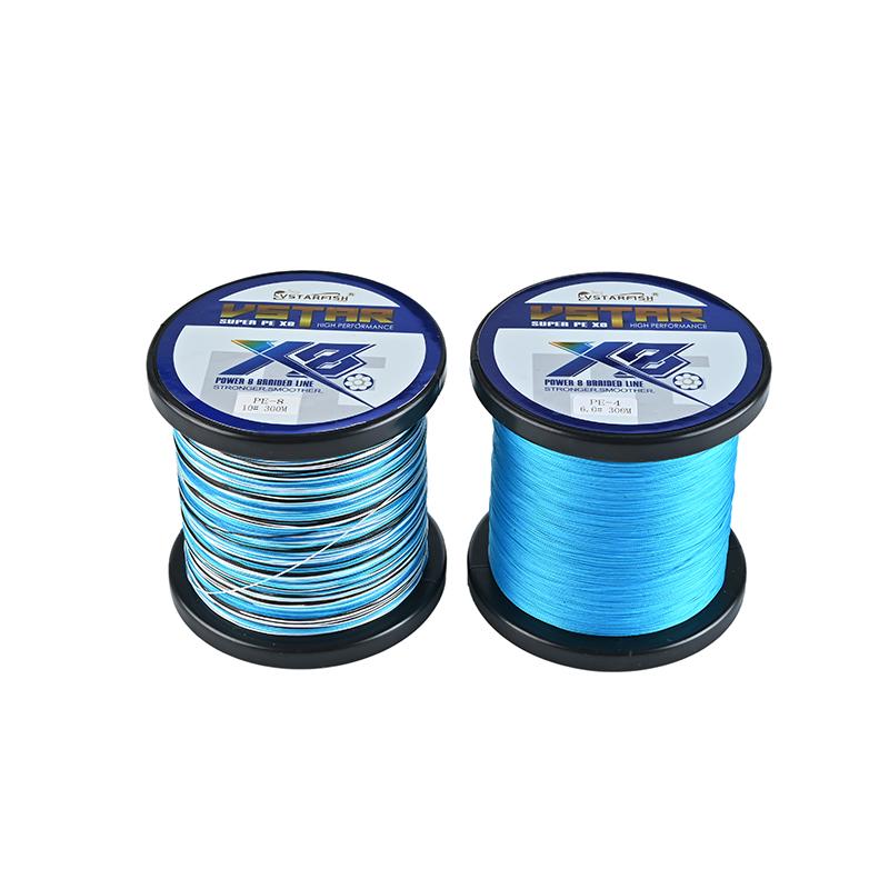 10lb-100lb Starke Leuchtende 0,12 PE Angelschnur 300M PE Lange Schnur Angeln Mehrfarbig Geflochtene Angelschnur