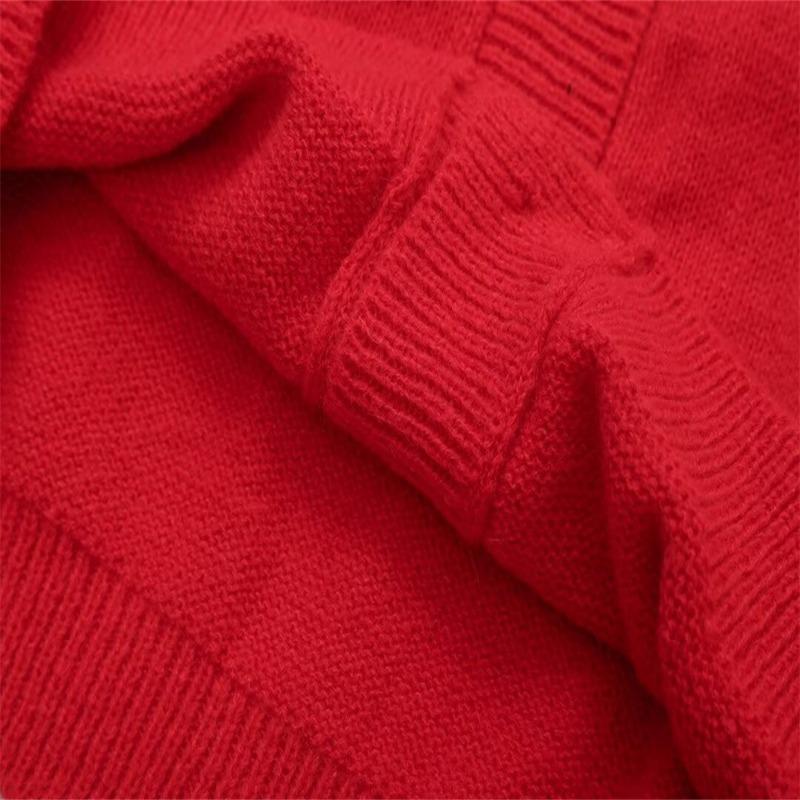 Women Solid Knit Cardigan With Faux Fur Trim Long Sleeve