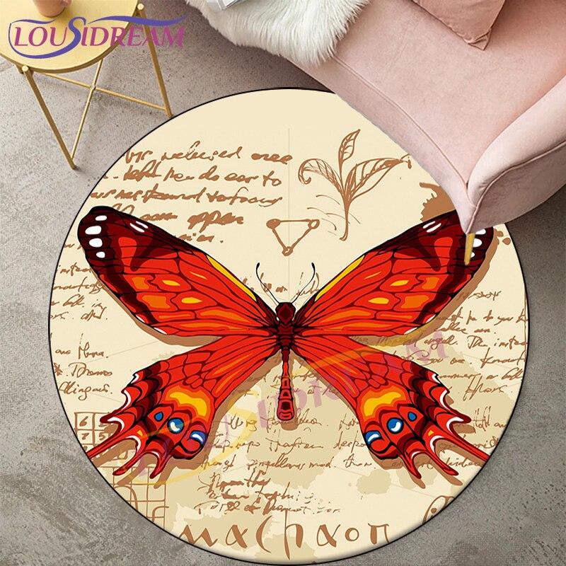 Alfombras de polilla de la muerte para sala de estar, alfombra redonda con calavera gótica, alfombra para suelo, alfombra con mariposa, Luna y estrella, felpudo