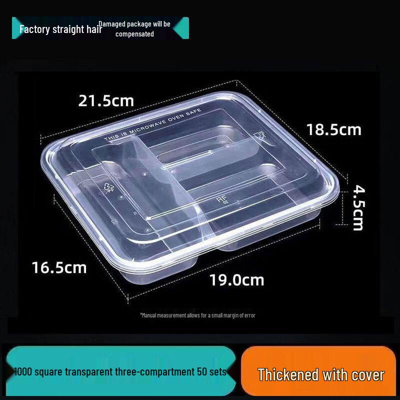 Disposable 3-Compartment Meal Prep Containers