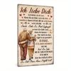 1 szt. Dekor Żelazny Metalowy Znak Blaszany Niemiecki "Ich Liebe Dich" Wiersz Miłosny, Vintage Dekoracja Ścienna, Dekoracja Domu Domku Wiejskiego Salonu
