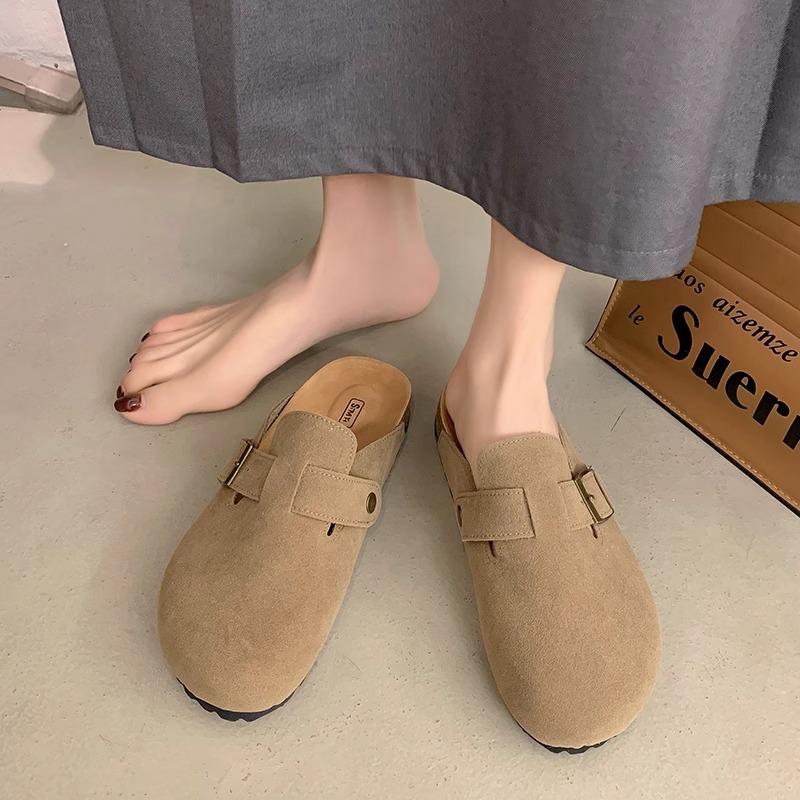 Retro Birken Tasche Kopf Hausschuhe Damen Oberbekleidung 2025 Frühling und Sommer neu dicker Boden ein Pedal Boken lässig faul halbe Schleppe