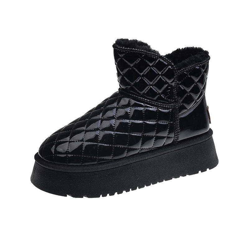

Женские зимние теплые плюшевые водонепроницаемые повседневные ботильоны на плоской подошве без шнуровки 40 чёрный