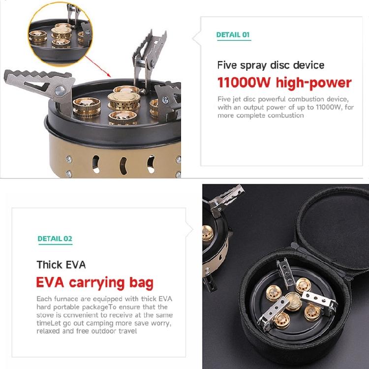 Camping Gas Stove 11000W Windproof Foldable Backpacking Gas Stove with Ignitions