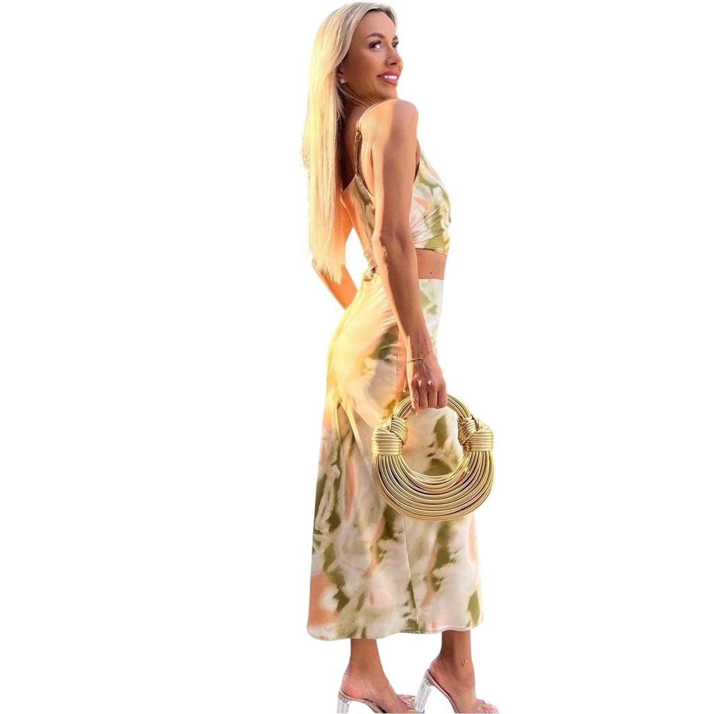 Vestido Midi Asimétrico con Aberturas de Poliéster Mármol para Mujer AX Paris