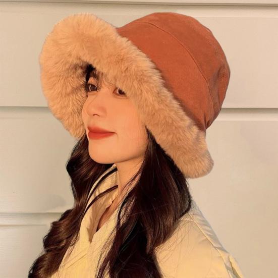 Cappello da pescatore in lana di agnello spessa Cappelli da pescatore in pelliccia sintetica Donne Ragazze Outdoor Inverno Caldo Fluff Caps Cappelli da ciotola Autunno Street Caps  200000297