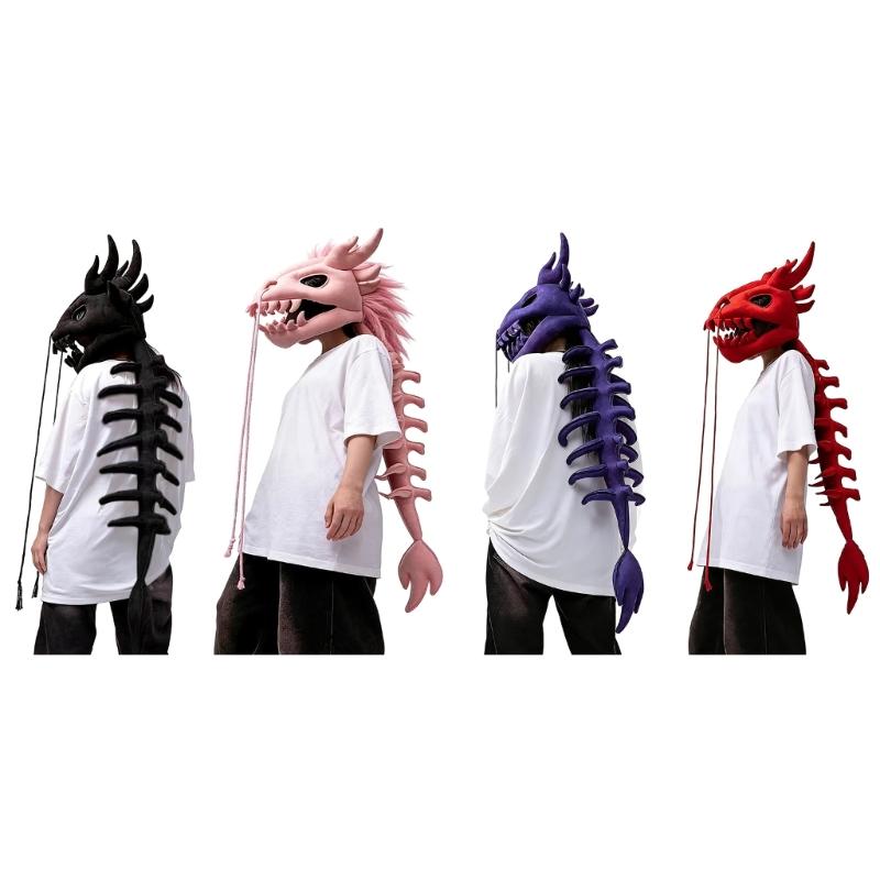 Cartoon Dinosaur Skeleton Head Cover Costume Accessory For Family Fun And Creative Dressing Up Soft Safe PP Cotton