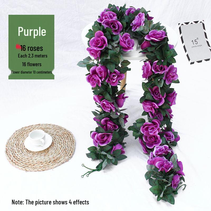 Artificial Rose Vine Garland for Air Conditioning Pipe Decoration