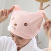 Elastic Hair Drying Cap Absorbent Hair Towel Wrap Cute Bear Embroidered Hair Wrap