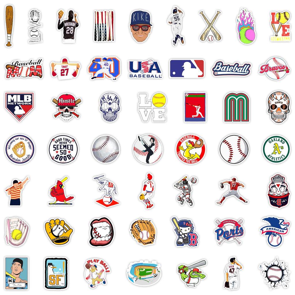 50 Sports Baseball Graffiti Waterproof Stickers for Water Bottles & Computers